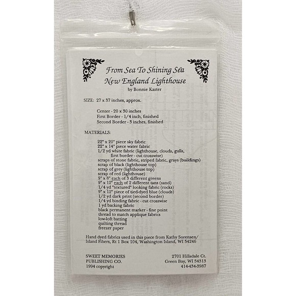 New England Light House Form Sea to Shining Sea Sweet Memoirs Pattern 1994 - Picture 2 of 2